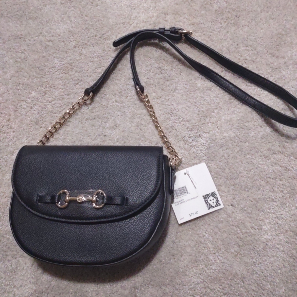 Anne Klein Black and Gold Crossbody Bag